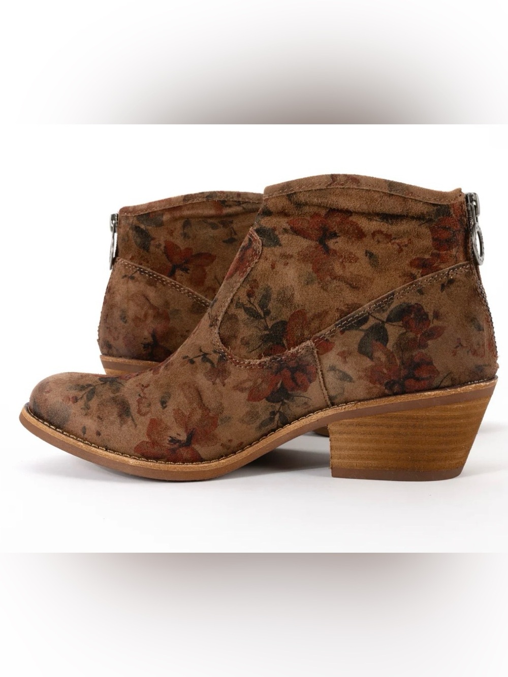 Sofft Aisley Brown Floral Suede Booties